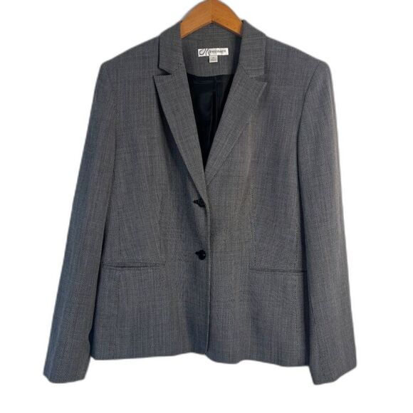 Dressbarn Black Subtle Pattern Wool Blend Lightweight Suit Blazer Jacket Size 16 - Picture 1 of 10